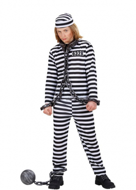Black and white striped prisoner costume for boys