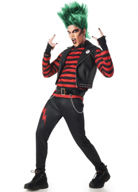 Men's Striped Punk Costume