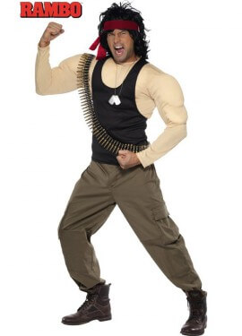 Muskulöses Rambo Kostüm für Herren Größe M