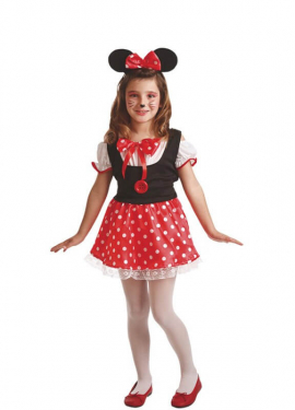 Costume Da Topo Per Donna – Tutù Rosso A Pois Bianchi Con Cerchietto Orecchie Nere E Fiocco – Accessori Halloween
