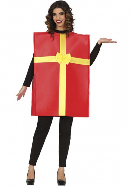 Red Gift Costume with Gold Ribbon for Adults