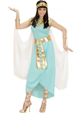 Costume da regina egiziana blu e oro per donna