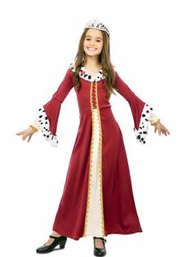 Costume da regina medievale con stampa deluxe per ragazza