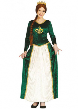 Fato de rainha medieval verde para mulher