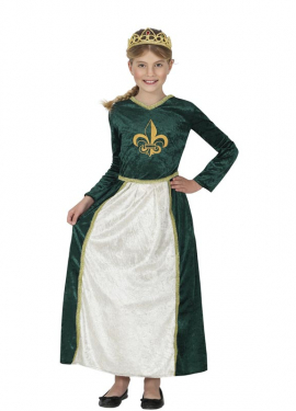 Green Medieval Queen Costume for Girls