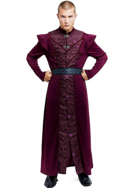 Burgundy Dragon King Costume with Belt for Men