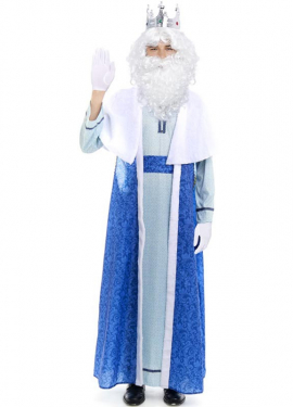 Blue and white King Melchior costume for men