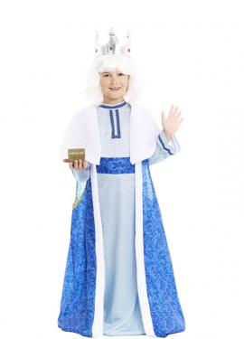 Blue and white King Melchior costume for children