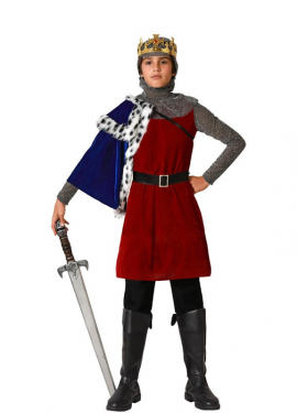 Burgundy Medieval King costume with belt for children