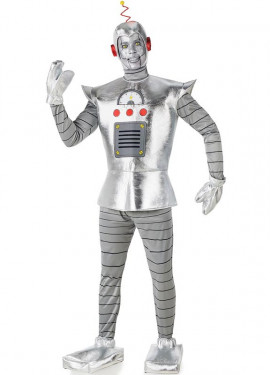 Costume de robot ancien argenté pour homme