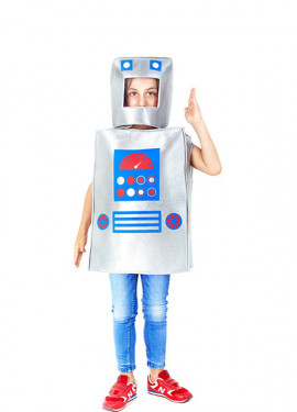 Ragazzi Ragazze Bambini Robot Costume Metallico Argento Costume