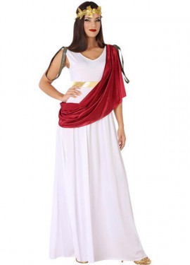 comprar par bordado Disfraz de Romana Blanca con capa para mujer