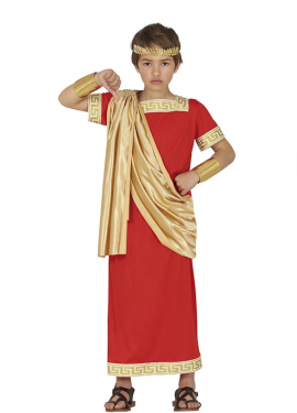 Red and gold Roman costume for children