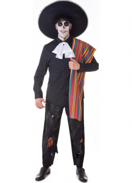 Se�or Catr�n Mariachi costume with poncho for men