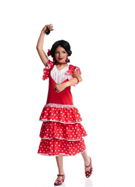 Sevillana costume with polka dots for girl