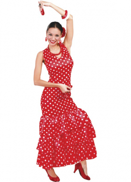 Red Sevillana costume for adult women