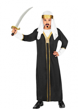 Black Sultan costume with headdress for children and teenagers