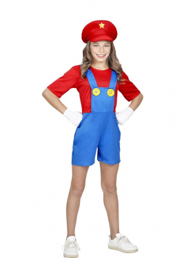 Red Super Plumber Costume for Girls and Teens