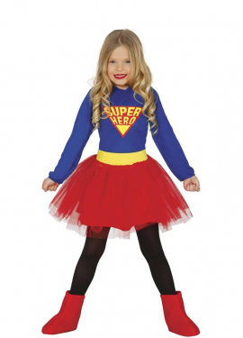 Blue and Red Super Heroine Costume with Tutu for Girl