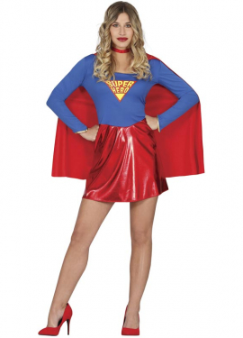 Blue and Red Super Heroine Costume for Women