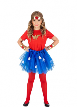 Red and blue superhero costume for girls