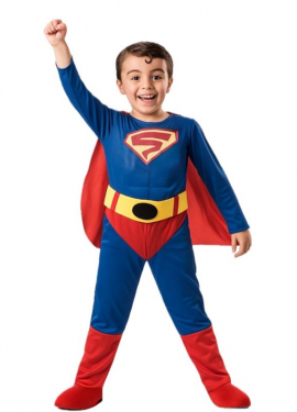 Fato de super-herói azul e vermelho para menino