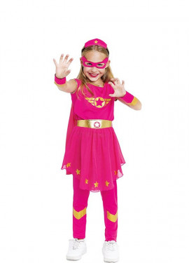 Costume da supereroina rosa con stelle per bambina