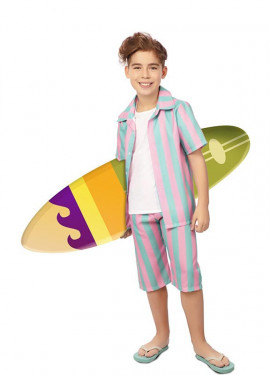 Pink and blue striped surfer costume for kids