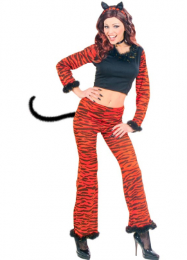 Costume de tigre orange à imprimé animal pour femme