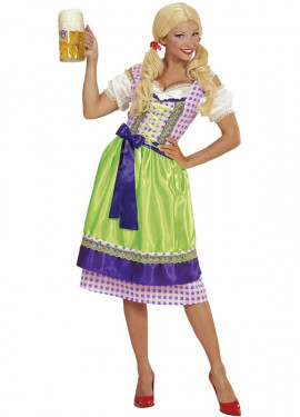 Green and Blue Dirndl Dirndl Costume with Apron for Women