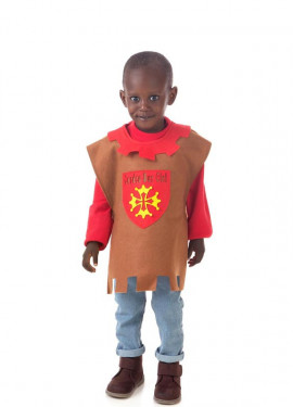 Medieval Crusader Tunic Costume with red battlements for children