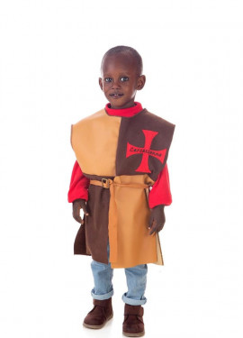 Brown and red long Medieval Tunic costume for children