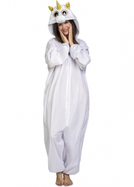 White unicorn costume with big eyes for adults