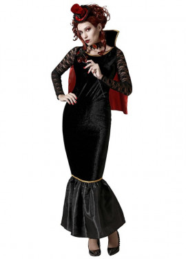 Vampiress costume with cape for women