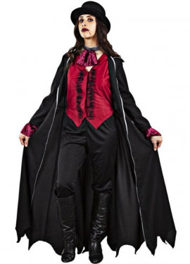 Red Gothic Vampiress Costume with Vest for Women