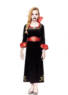 Red and black vampire costume for girls