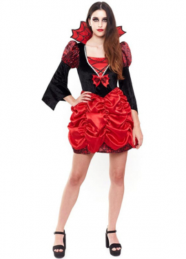 Red and black vampire costume for women