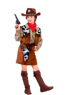 Fato de cowboy de vaqueira para menina