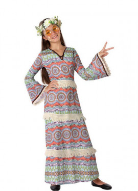Disfraz Vestido Hippie con Estampado niña