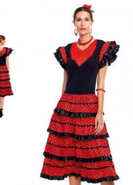  La Senorita Falda Flamenca Española - Mujeres/Mujer -  Negro/Rojo, negro rojo : Ropa, Zapatos y Joyería