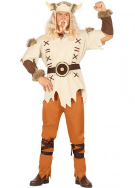 Fato de viking com chifres para homem