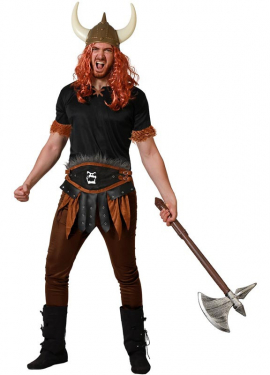 Dark brown Viking costume with belt for men