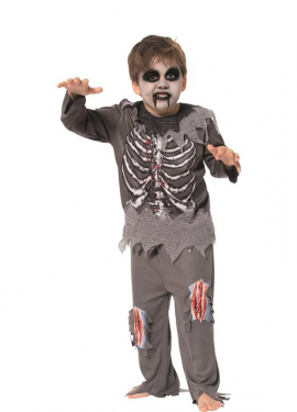 Dark Grey Hungry Zombie Costume for Kids