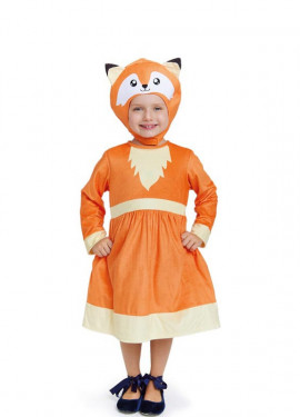 Orange fox costume in dress with hat for girl