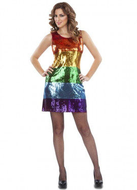 SOLDES 2024 : Déguisement combinaison disco rainbow femme pas cher