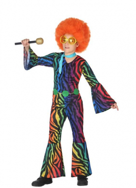 Disco costume with multicolor print for boys