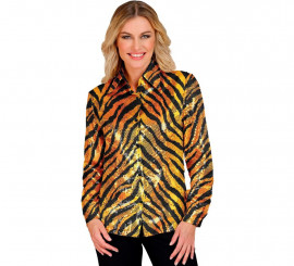 Camicia o costume da donna con stampa animalier dorata