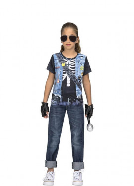 humedad Continuamente Fanático Camiseta disfraz de Rockera Esqueleto para niña