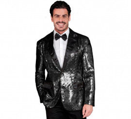 Schwarze Partyjacke mit Pailletten für Herren