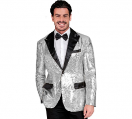 Silber-schwarze Partyjacke für Herren